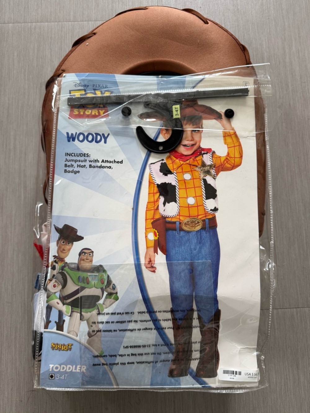 Disney Woody Cowboy Toy Story Costume in Brown, Yellow, Blue